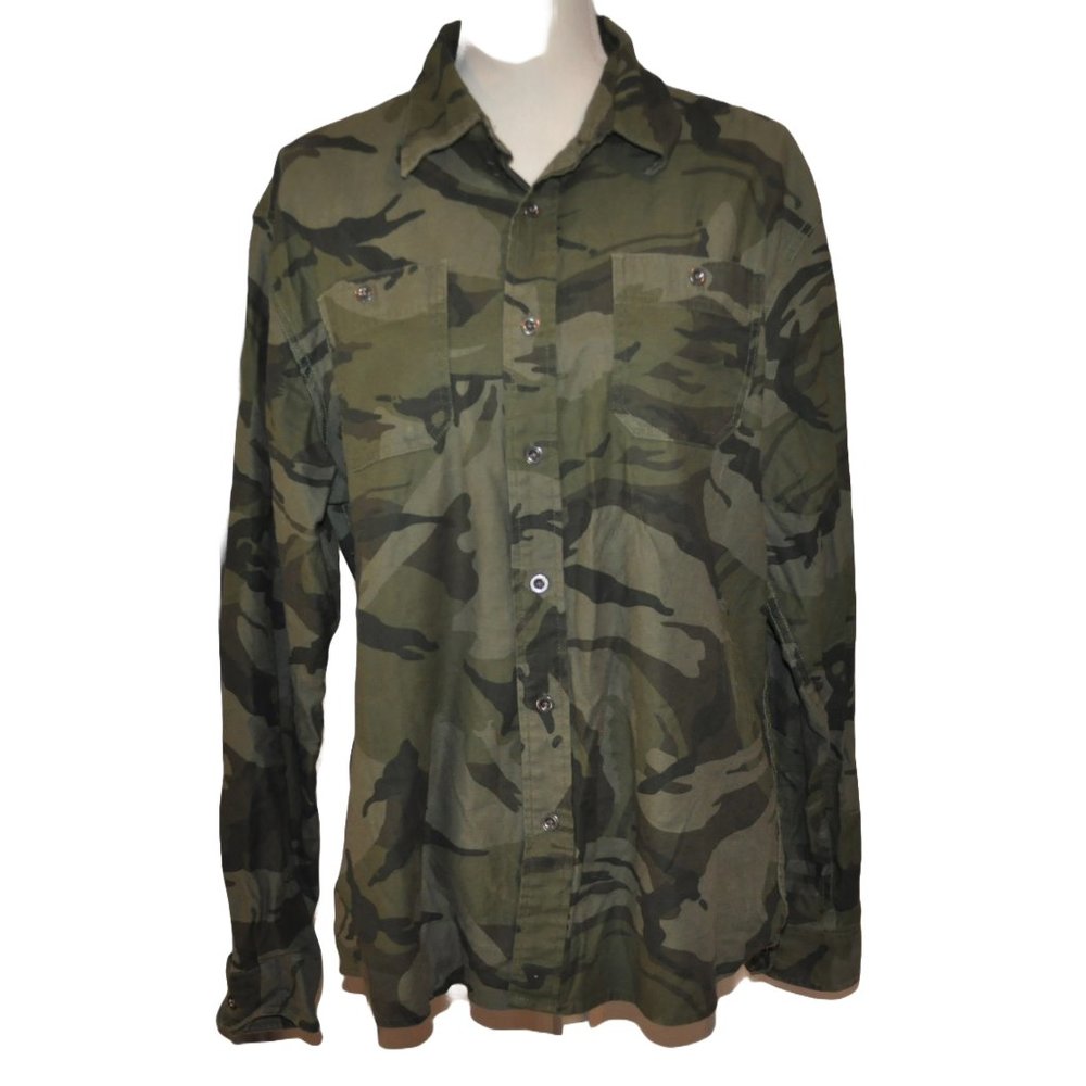 Wrangler Men's Camo Flex Button Down Shirt SZ L